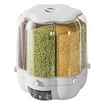 AHOUGER 360° Rotating Cereal Dispenser, Lentil Dispenser Grain Dispenser - 30lb XL Capacity and 6 Compartments - Perfect Household and Kitchen Storage Container for Beans, Barley, Millet