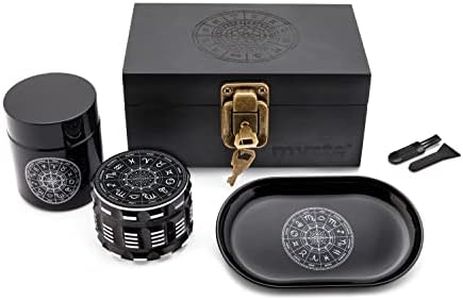 •MYSTE ZODIAC Caisse de Rangement avec Accessoires, Grand Moulin 63mm (2,5’) po, Ensemble en Bois à l'épreuve des Odeurs, Caisse de Rangement Premium Kit Verrouillable