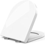 STOREMIC Toilet Seat Soft Close White D shape, Soft Close Toilet Seat - Bottom Fixing/Top Fixing, Quick Realease Toilet Seat for Easy Cleaning, Sturdy Anti-Bacterial UF Materials