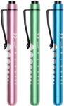 RISEMART 3packs Pen Lights for Nurses, Reusable Medical Pen Light with Pupil Gauge and Ruler, White Light LED Penlight for Nurse Student Doctors EMT (Pink/Blue/Green)