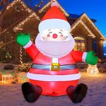 GOOSH 5 FT Christmas Inflatables Santa Claus Outdoor Decorations Blow Up Yard Sitting Santa Claus with Built-in LEDs for Holiday Xmas Garden Lawn Decor