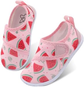 LeIsfIt Kids Water Shoes Toddler Girls Boys Swim Shoes Outdoor Quick-Dry Breathable Aqua Socks for Beach Pool Surf, Watermelon, 13 Little Kid