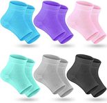 Selizo 6 Pairs Heel Moisturizing Socks Open Toe Socks Cracked Gel Heel Socks Foot Toeless Heel Repair Socks for Women Dry Hard Cracked Feet, 6 Colors