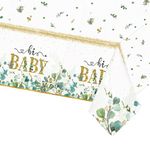 TOPWAYS Baby Shower Decorations Tablecloth, 54X108inch Eucalyptus Sage Green Baby Shower Boy Girl Neutral Baby Party Tablecloth Disposable Decorations for Baby Shower Gender Reveal (Tablecloth 1pcs)