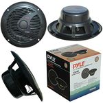 Pyle 2 PLMR60B 18cm 180mm Black Double Cone Speakers Waterproof for Sea Swimming Pool Boat Hotel Pub Bar 4 Ohm 75 Watt Rms 150 Watt Max Pair