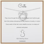 Weelody Cat Necklace, 925 Sterling Silver Cat Pendant Necklace with Zirconia Stone, Birthday Gifts for Girls, Necklace for Cat Lovers