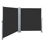 The Fellie 600x160cm Retractable Side Awning Double Pull-Out Side Canopy Privacy Protection Sun Shade Weatherproof PU Coating, Wind & UV Protection Garden Bilateral Awning, Smoky Grey