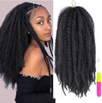 Marley Hair 24 Inch Marley Twist Braiding Hair 1 Pack Springy Afro Twist Hair Black and 1 Pack Crochet Hook Marley Hair for Faux Locs Crochet Hair Synthetic 24 Inch 1B# Natural Black 100g