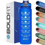 Boldfit Water Bottles 1 Litre Sipper Bottle For Adults, Kids,Unbreakable Motivational Water Bottle Time Mark Sipper With Straw & Time For Gym Office School Home Water Bottle for Kids - Blue (Plastic)