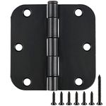 Rounded Door Hinges 3-1/2" x 3.5 inch, 5/8 Radius, Matte Black 3 ½ Inch 48 Pack No Squeak,Hinges for Doors Office Bed Room,Outdoor Window,Constructition Hardware,Pet House Shelter,RV,Garage,Shed