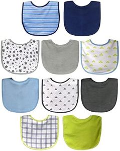 Neat Solutions 10 Pack Water Resistant Bib Set Blue/Grey Assorted, 10 Count, 0+ Months