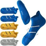 svlftecon 5 Pack Unisex Athletic Running Ankle Socks Cushioned Breathable Moisture Wicking Arch Support, Mix05(5 Pairs), Large