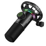 FIFINE RGB Dynamic Microphone for PC, with Tap-to-Mute Button and Volume Knob, USB Computer Microphone with 3.5mm Headphone Jack for Podcast, Streaming, Gaming, Recording - K658