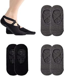 MIVAIUN 3 Paia Calze Yoga, Calcetines Antideslizantes Mujer Calze Antiscivolo Yoga Pilates Calze di Cotone para Danza Yoga Pilates Ballet Fitness Sports Barra Taglia Unica Grigio Nero
