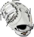 Mizuno GXF50FPW2 MVP Prime Fastpitch Softball First Base Mitt 13", 1st Base, Left Hand Throw, White-Grey