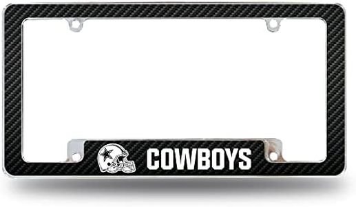 Rico Industries NFL Dallas Cowboys Black All Over Chrome Frame 12" x 6" Car/Truck Auto Accessory