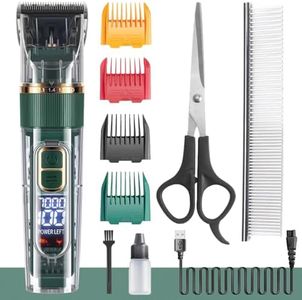 Dog Hair Clippers,Dog Grooming Clippers Kit With Led Display,Pet Clippers Grooming for Dogs Thick Coats,Low Noise Heavy Duty Pet Hair Shaver Trimmers Set,Cordless Pet Grooming Clippers for Dogs Cats