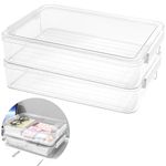 2 Pack Clear File Box Portable Project Case with Lids and Latches, Stackable Plastic Storage Organizer Bins for A4 Papers, Photos, Documents, Art Supplies, Crafts