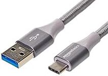 Amazon Basics Double Braided Nylon USB-C to USB-A 3.1 Gen 2 Cable (USB-IF Certified), supports high data transfer upto 10 Gbps (0.9 m/3 Feet, Dark Grey)