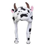 UMANI® Unisex Funny Plush Beanie Hat Ears Animal Cosplay Hat Neck Warmer Birthday Toy (COW)