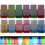 Glow in the dark pigment powder,12 Colors Resin Dye Luminous Powder for Epoxy Resin,Acrylic Paint,Slime,Nails,Halloween Party, Fine Art & DIY Crafts,Non-Toxic,Skin Safe, Long Lasting(0.7oz/Bottle)