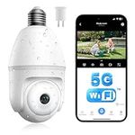 Light Bulb Security Camera - 5G& 2.4GHz WiFi Outdoor Indoor Security Cameras for Home Security 360° Panoramic Camera,Motion Detection and Siren Alarm,2-Way Talk,Full Color Night Vision,Human Detection