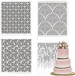 Cake Decorating Stencil Set, Food-Grade Plastic Templates for Fondant, Buttercream, Airbrushing - Hollow Lace Floral Design, Easy-to-Clean, Reusable - Ideal for Birthday, Wedding, Party (4 PCS)