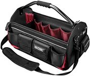 HAUTMEC Open Top Electrician Tool Bag with Rotating Handle, Heavy Duty Multiple 39 1680D Pockets, 18" (47cm) Wide Stiff Frame Tote Bag, Electrical and Maintenance Tote Tool Box HT0178-TB