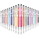 Sinmoe 20 Pcs Thank You Crystal Stylus Pen Inspirational Quotes Touch Screen Ballpoint Pens Motivational Pens Diamond Pen with Stylus Tip 1.0 mm Black Ink for Women Men Teacher School Office Gifts