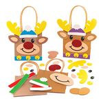 Baker Ross Reindeer Christmas Gift Bag Decoration Kit | Perfect for Holiday Parties | Kids Holiday Fun Arts and Crafts Project | Pack of 6 Sleigh Pullers