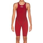 Arena Women's Powerskin St 2.0 Open Back Youth Racing One Piece Swimsuit, Deep Red, 22 UK