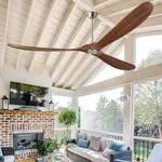 ABZ Ceiling Fan without Light - 84 inch Solid Wood Blades Ceiling Fan no Light with Remote Control for Outdoor Indoor Patio Bedroom Living Room Farmhouse, Silver & Walnut