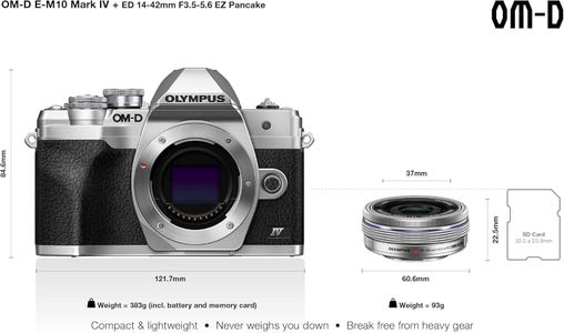 Olympus OM-D E-M10 Mark IV Mirrorless Camera Kit, Silver