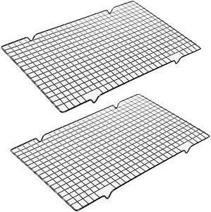 QISF Cooling Rack for Baking,2 Pack Stainless Steel Wire Tray for Cake,Cookie Drying Rack for Cooking, Roasting, Grilling, Drying for Cake Cookies and Meat, Fit Baking Tray & Toaster Oven - 16" x 10"