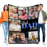 Dr.TOUGH Best Dad Ever Blanket for Fathers Day Personalized Picture Blankets Custom Photo Blanket for Dad Fathers Day Birthday Gifts（7 Photo）