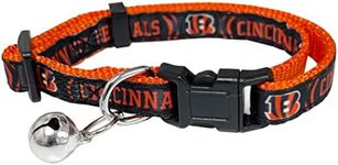 NFL CAT Collar Cincinnati Bengals Satin Cat Collar Football Team Collar for Dogs & Cats. A Shiny & Colorful Cat Collar with Ringing Bell Pendant