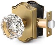 Gobrico Interior Passage Crystal Door Knobs, Keyless Antique Brass Crystal Door Handles, Door Knobs for Closet and Hall Door