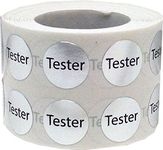 Shiny Silver Tester Circle Dot Stickers, 1.27 Centimetres (1/2 Inch) Round, 1000 Labels on a Roll