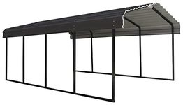 Arrow Galvanized Steel Carport 12 x 20 x 7 ft., Black/Charcoal (12 x 20 x 7-Foot)