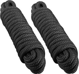 Boat Dock Lines 3/4" x 50ft - Double Braided Nylon Boat Ropes for Docking with 18" Loop, Marine-Grade High Strength Boat Lines Dock Rope, Premium Marine Rope Mooring Lines, Heavy Duty - 2 Pack, Black