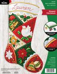 Bucilla 89261E Felt Applique Christmas Stocking Kit, Elegant Patchwork, 18", Cotton