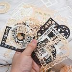 100PCS Scrapbook Cutout Paper Vintage Lace Paper for Scrapbooking Supplies Frames Cutout Decorative Paper Flowers Frame Aesthetic Paper for Journaling Junk Journal DIY Crafts Embellishment