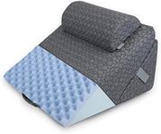 WONDERPEDIC Massage Memory Foam Adjustable Folding Orthopedic Bed Wedge Pillow for Legs and Back Pain with Extra Ergonomic Pillow,Grey