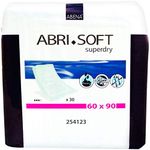 ABENA Abri-Soft Superdry Disposable Incontinence Bed Pads, Eco-Friendly Incontinence Underpads, Leak Protection, Soft & Secure Bed Protectors For Incontinence - 60x90cm, 1500ml, 30PK