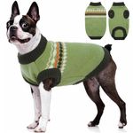 Kuoser Dog Sweaters for Small Dogs Male, Knitted Christmas Dog Sweater, Fall Winter Puppy Knitwear Apparel Pet Pullover Sweatshirt Outfits for Chihuahua, Bulldog, Dachshund, Pug, Yorkie, Green S