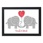 Kissing Elephants Personalised Christmas, Birthday, Valentines Gifts for Couples, Her, Him, Husband, Wife, Girlfriend, Boyfriend, Partner - Keepsake Elephant Couple Gifts - PERSONALISED with 2 NAMES