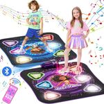 Dance Mat, 2024 Light Up 2-Player Opposing Dance Pad with Single & Double Player Modes, 12-Button Dancing Toys Music Games with Wireless Bluetooth, Christmas Birthday Gift for 3-12 Year Old Boys Girls