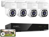 XMARTO 8CH 4K H.265 Auto-Tracking PoE Security Camera System, Pan Tilt Zoom, 4pcs Surveillance Cameras Set Wired with Humanoid Detection, 24/7 Recording, EPS8084 (w/o HDD Version)