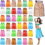 Unittype 36 Pcs Hawaiian Luau Hula Skirts Grass Skirts Elastic Hibiscus Flowers Skirts Colorful Luau Party Favors Tropical Decorations for Women Adults Summer Celebrations Party Supplies, 23.6 Inch