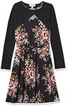 Speechless Girls' Sleeveless Dress and Long Sleeve Shrug Special Occasion, Black/Floral, 7